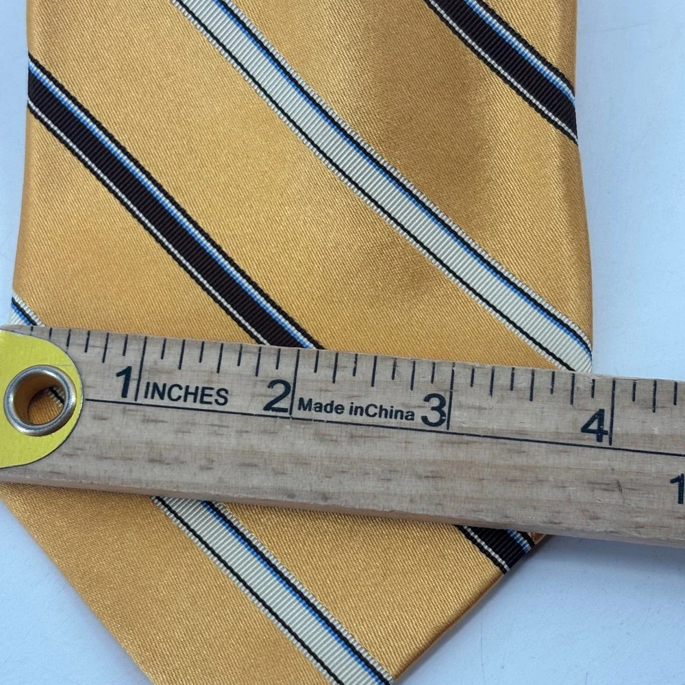 Jos. A. Bank Necktie Mens OS Gold Striped Linen Silk Italy Signature Collection